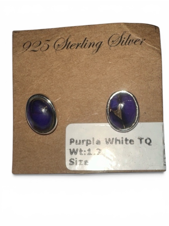 Jewelry - 925 Sterling Silver Purple White TQ Stud Earrings